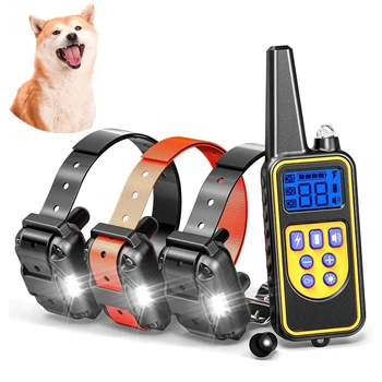 800 м електрически нашийник за дресура на кучета, дистанционно управление за домашни любимци, водоустойчива акумулаторна батерия с LCD дисплей за всички размери, шок вибрация, звук