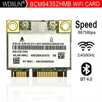 AzureWave AW-CE123H BCM4352 BCM94352HMB Половината Mini PCIe 802.11 AC 867 Mhz Безжична WIFI WLAN Bluetooth Карта