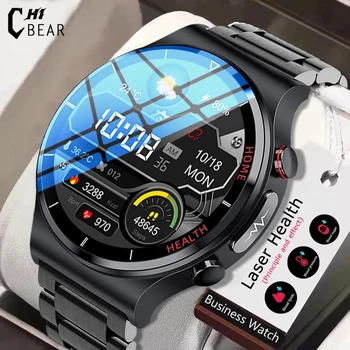 ChiBear AI, медицински смарт часовници за мъже, безжичен акумулаторна спортен фитнес тракер, ЕКГ + ТОЧКИ Bluetooth Smartwatch