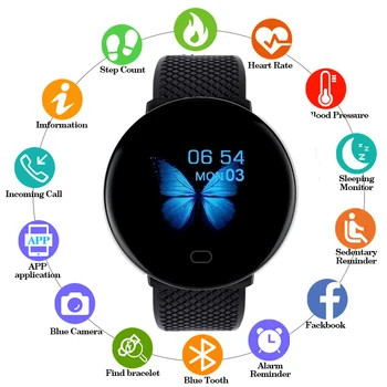 D19 Спорт Фитнес умен гривна наблюдение на сърдечната честота следи кръвното налягане цветен екран мъжки дамски ръчни часовници Smartwatch за мъже и жени