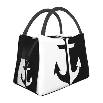 Морски Морски бял черен котва термоизолированные чанти за обяд Navy Navigation, за многократна употреба обяд Многофункционална кутия за храна