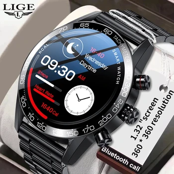 Мъжки часовник Lige, умни часовници с 360 AMOLED HD екран, умни часовници за повикване чрез Bluetooth, 2022, модерен бизнес часовници, нов умен гривна, мъжки часовник