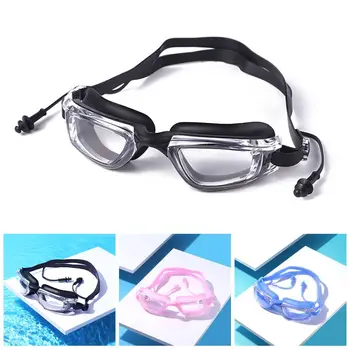 Очила за плуване с плосък огледало, за гмуркане, за възрастни, професионална водоустойчив очила с защита срещу замъгляване и виолетови, очила за плуване с затычкой за уши