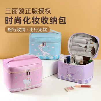Скъпа преносима косметичка от изкуствена кожа с голям капацитет, симпатична чанта за съхранение с анимационни герои Kuromi, голяма корейска водоустойчива чанта за пране